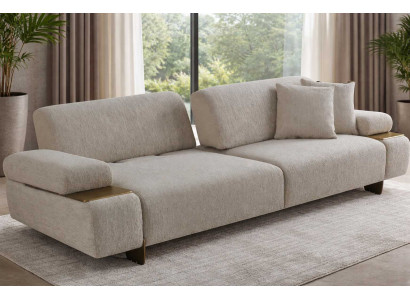 Grauer 3-Sitzer Designer Polstercouch Wohnzimmer Luxus Textilsofa