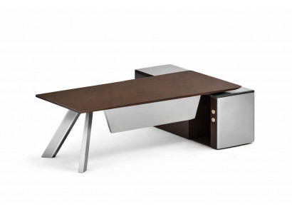 Moderner Schreibtisch aus Holz und Metall im minimalistischen Design