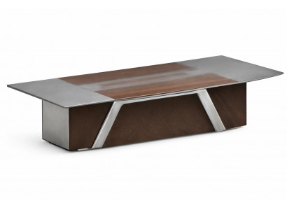 Eleganter Konferenztisch aus Edelstahl und Holz für moderne Büros