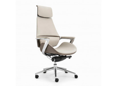 Ergonomischer Bürostuhl mit verstellbarem Kopfstützen und Chrombasis