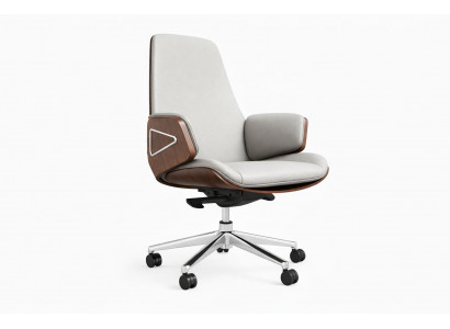 Ergonomischer Bürostuhl mit hochwertigem Stoffbezug und Holzakzenten