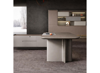 Exklusives Chefschreibtisch-Set mit Büroschrank in modernem Design