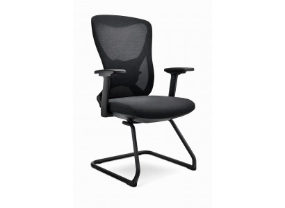 Ergonomischer Bürostuhl mit Netzrücken und Kufen-Gestell, schwarz