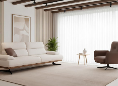 Stilvolles 3-Sitzer Sofa und Sessel Beige Braun Design