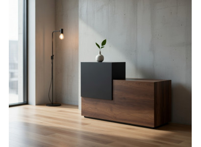 Empfangstheke Holz Schwarz Modern für Büro Empfang