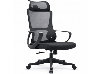 Ergonomischer Bürostuhl mit verstellbarem Kopfstütze und Netzrücken