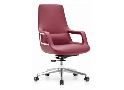 Ergonomischer Chefsessel in Bordeauxrot mit Alu-Gestell & Armlehnen