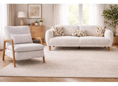 Stilvolle Grau Polstergarnitur Designer Dreisitzer Textilsessel 2tlg