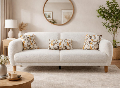 Trendiger Beiger 3-Sitzer Luxuriöse Polstercouch Designer Sofa
