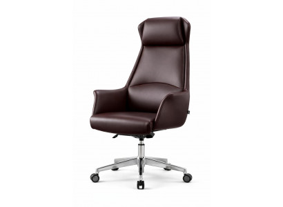 Ergonomischer Chefsessel aus Leder mit hoher Rückenlehne und Rollen