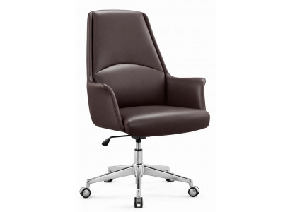 Moderner Chefsessel Braun mit Rollen und ergonomischem Design