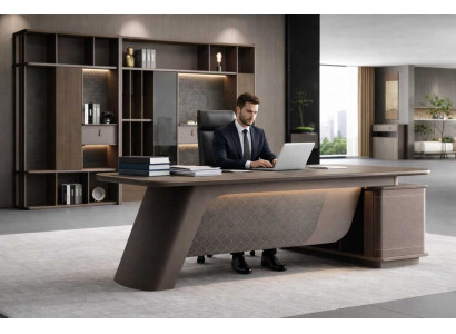 Großzügiger Eckschreibtisch und Büroschrank Modern für Büro Set 3tlg