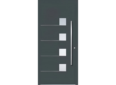 Graue Aluminium-Sicherheitstür Moderne Tür mit Glaseinsätzen Premium-Türen