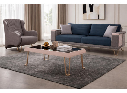 Exklusive Sofagarnitur Textilsofa Polstersessel Designer Couchtisch