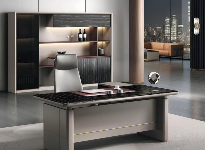 Edles Büro-Set Luxuriöser Schreibtisch Robustes Bücherregal 2tlg