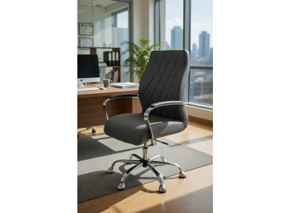 Bürostuhl Modern Grau mit Verstellbarer Sitzhöhe und Armlehnen