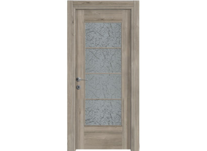Design-Zimmertür in Hellbraun moderne MDF-Tür mit Glas komplette Tür