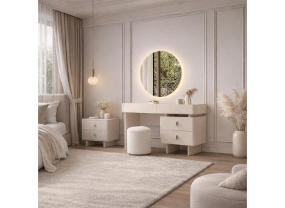 Modernes beiges Schlafzimmer-Set Kommode weicher Hocker Schlafzimmermöbel