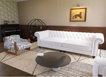 Wohnzimmergarnitur 3+1 Sitzer Luxuriöser Runder Couchtisch Elegante Set