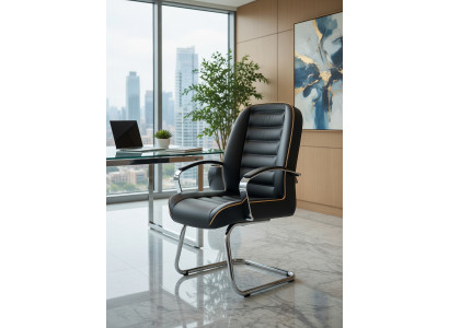 Ergonomischer Bürosessel Schwarz mit hochwertigem Kunstleder