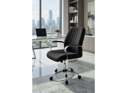 Bürosessel Schwarz mit ergonomischer Rückenlehne und stabiler Basis