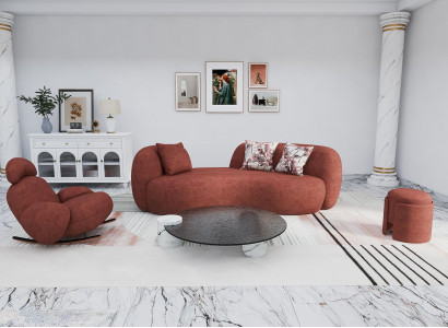 Wohnzimmer Eleganter Sofa Set 3+1 Sitzer Design Couchtisch Polster Hocker