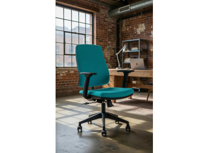 Bürosessel Türkis mit Kunststoffeinsatz und ergonomischer Sitzform