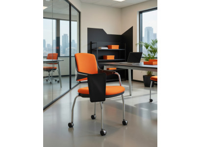 Bürosessel Orange mit stabiler Basis und ergonomischem Design