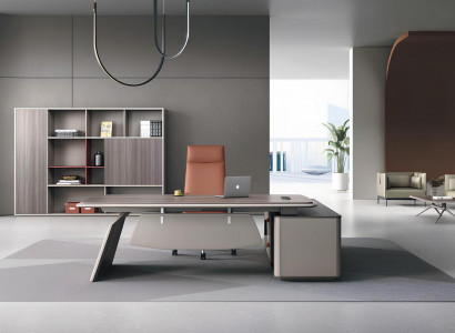 Robustes Büro-Set Designer Schreibtisch Exklusives Bücherregal 2tlg
