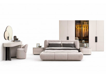 Designer Schlafzimmer Bett + 2x Nachttische Modern Schminktisch Set 7tlg