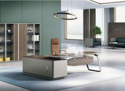 Braunes Arbeitszimmer Set Robuster Eckschreibtisch Bücherregal 2tlg