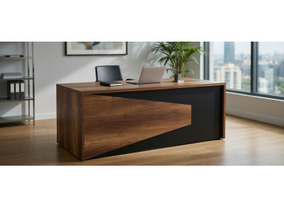 Schreibtisch modern aus Holz mit kontrastreichem Design