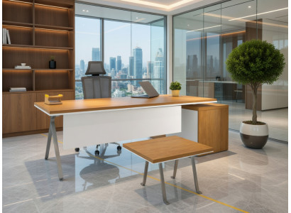 Modernes Büro Set mit Schreibtisch und Couchtisch Holz