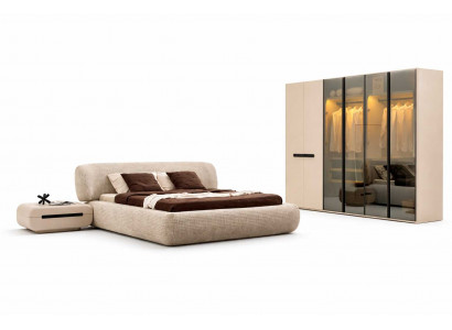 Komplettes Bett mit Nachttische Schlafzimmer Moderner Kleiderschrank