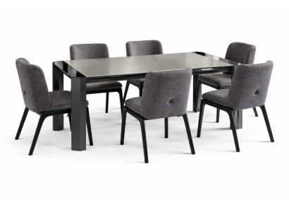 Grau Esstisch mit 6x Stühle Esszimmer Komplettes Moderner Set