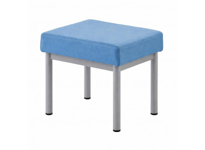 Moderne blaue Einzelsitzbank mit Metallbeinen und weichem Bezug