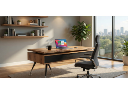 Moderner Schreibtisch mit klarer Linienführung und stabilem Design