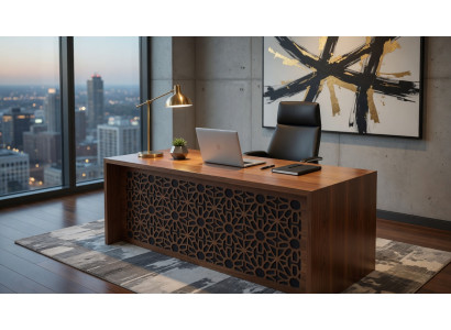 Modernes Holz Schreibtisch mit dekorativen Mustern für Ihr Büro