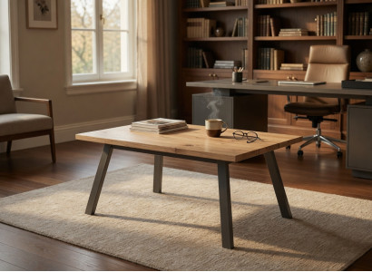 Funktionaler Couchtisch aus Holz mit stabilen Metallbeinen