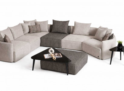 Wohnzimmer Luxusmöbel Ecksofa L-form Komplettes Couchtisch mit Beistelltisch