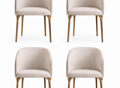 Set von 4 modernen Sesseln mit gepolsterten Sitzen und Metallbeinen