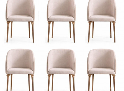 Set von 6 modernen Sesseln mit gepolstertem Sitz und Metallbeinen