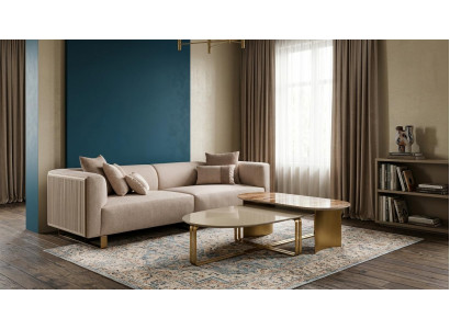 Luxuriöses  Wohnzimmer Set: Designer 3-Sitzer Sofa und Couchtisch