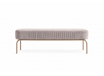 Elegante Polsterbank mit plissiertem Stoff und goldenen Beinen