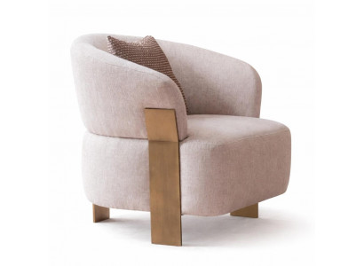 Lux Elegantes Sessel mit goldenen Metallbeinen und weichem Stoff