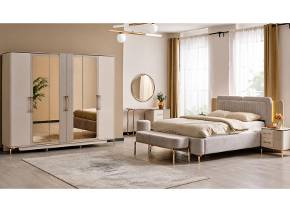 Schlafzimmer-Set komplett mit Bett, Kleiderschrank & Frisiertisch