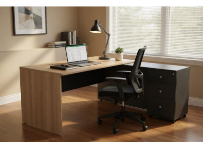 Praktischer Schreibtisch mit Stauraum und modernem Look aus Holz