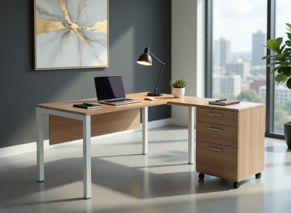 Büro Schreibtisch Modern Holzoptik Tisch Stabil Metall