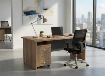 Schreibtisch Holz Mit Tumba Drei Schubladen Büro Design