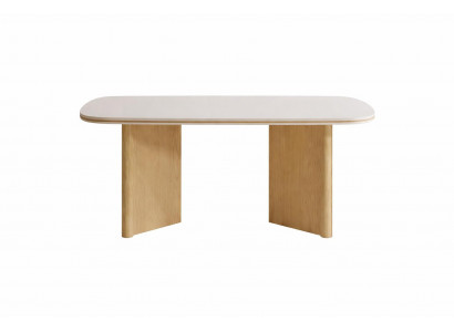 Moderner Couchtisch mit natürlichem Holzgestell und eleganter Optik